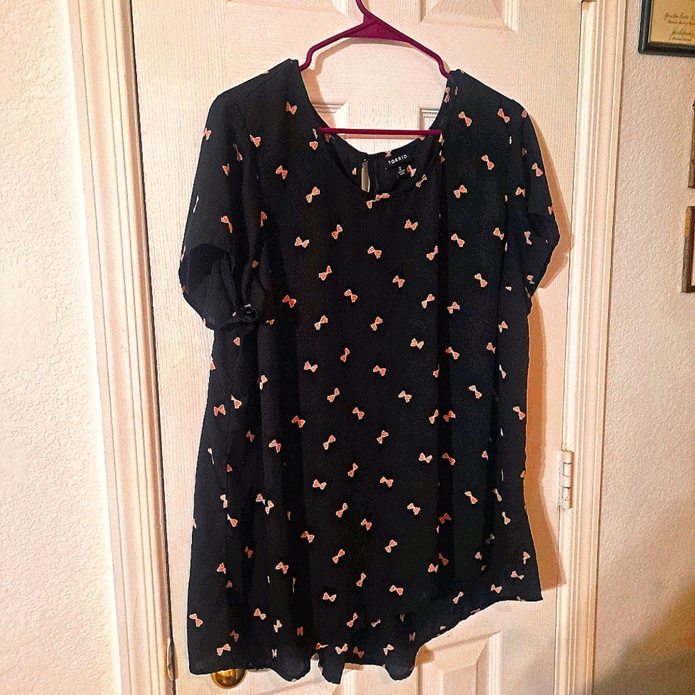 Torrid semi sheer bow blouse